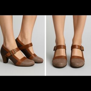 Naot Dashing Platform Brown Haze Mine Saddle Leather Mary Jane Heels Size 40/9.5